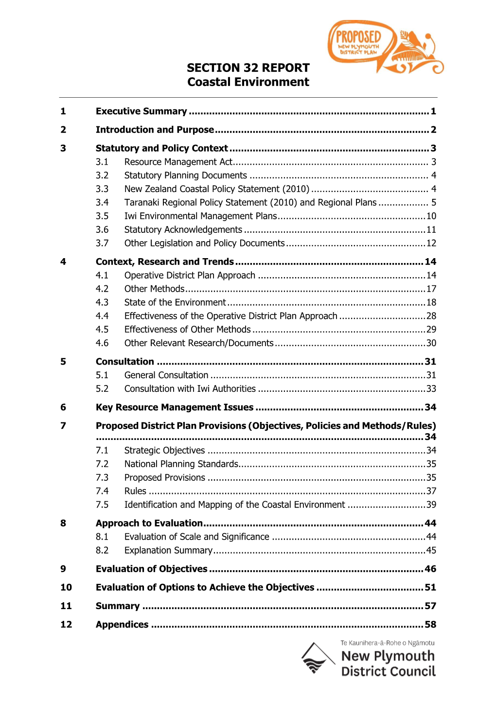 SECTION 32 REPORT Coastal Environment