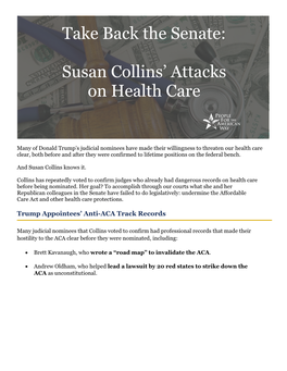 Susan Collins' Attacks on Health Care