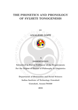 The Phonetics and Phonology of Sylheti Tonogenesis