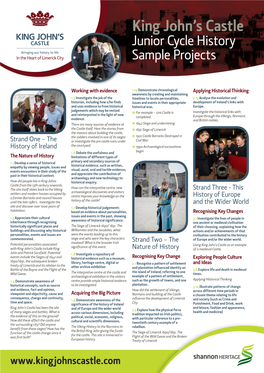 Download Our Junior Cycle Sample Projects Sheet Here