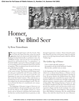 Homer, the Blind Seer by Rosa Tennenbaum