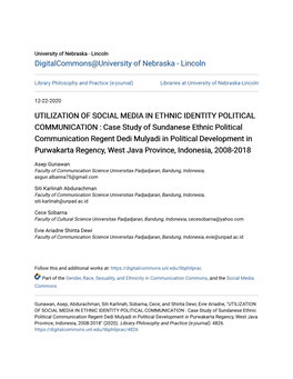 Case Study of Sundanese Ethnic Political Communication Regent Dedi Mulyadi in Political Development in Purwakarta Regency, West Java Province, Indonesia, 2008-2018