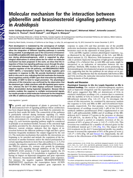 Molecular Mechanism for the Interaction Between Gibberellin and Brassinosteroid Signaling Pathways in Arabidopsis