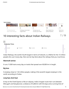10 Interesting Facts About Indian Railways