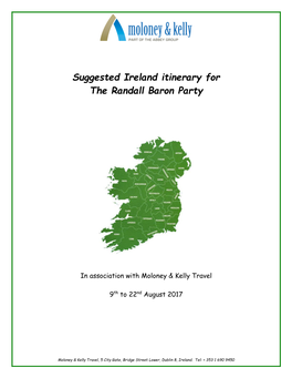 Suggested Ireland Itinerary for the Randall Baron Party