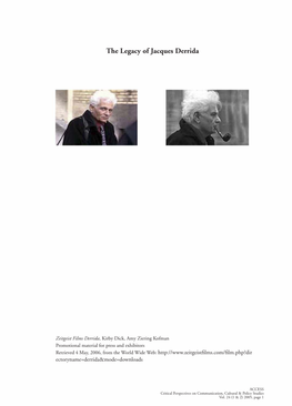 The Legacy of Jacques Derrida