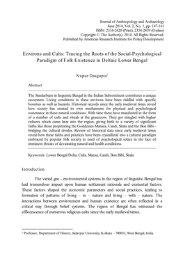 Environs and Cults: Tracing the Roots of the Social-Psychological Paradigm of Folk Existence in Deltaic Lower Bengal