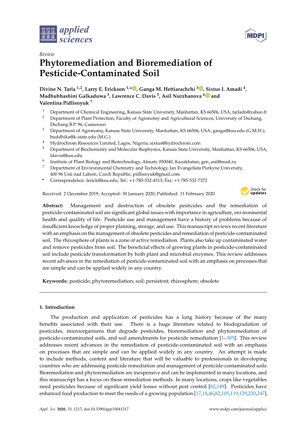 Phytoremediation and Bioremediation of Pesticide-Contaminated Soil