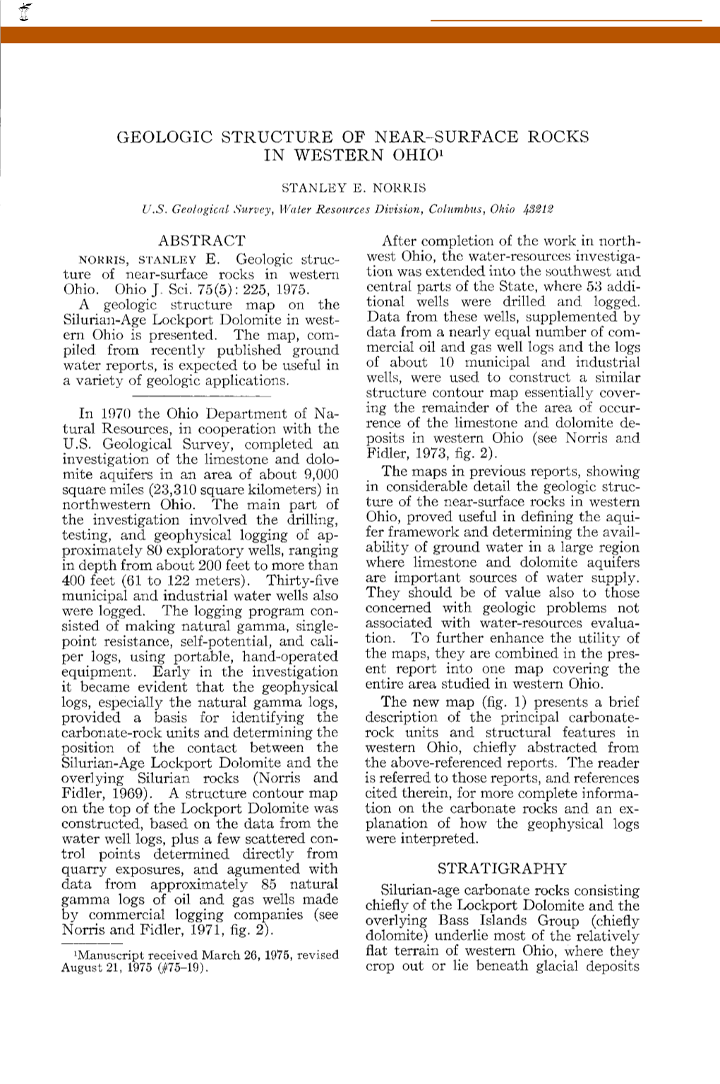 Geologic Structure of Near-Surface Rocks in Western Ohio1