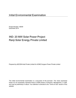 Ranji Solar Energy Private Limited Initial Environmental Examination