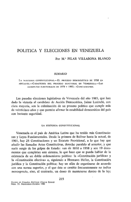 Política Y Elecciones En Venezuela