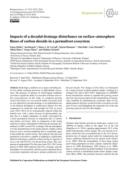 Impacts of a Decadal Drainage Disturbance on Surface–Atmosphere ﬂuxes of Carbon Dioxide in a Permafrost Ecosystem