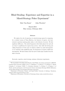 Blind Stealing: Experience and Expertise in A