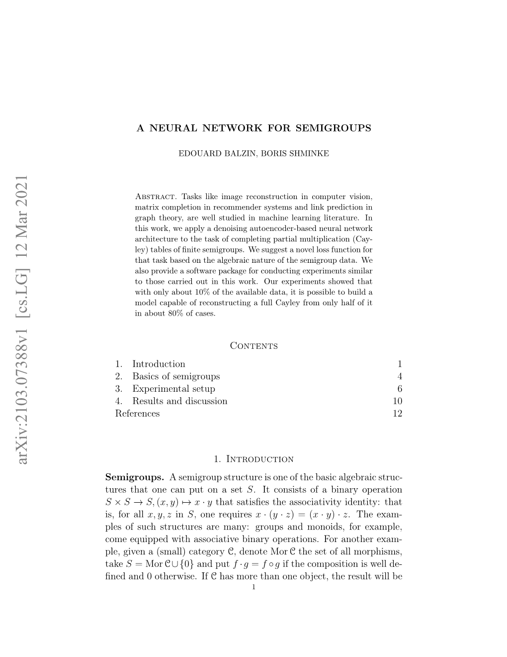 A Neural Network for Semigroups