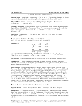 Strashimirite Cu8(Aso4)4(OH)4 • 5H2O C 2001-2005 Mineral Data Publishing, Version 1