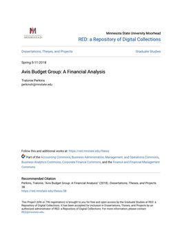 Avis Budget Group: a Financial Analysis