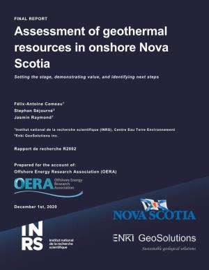 Assessment of Geothermal Resources in Onshore Nova Scotia