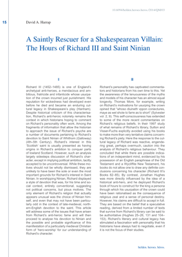 The Hours of Richard III and Saint Ninian