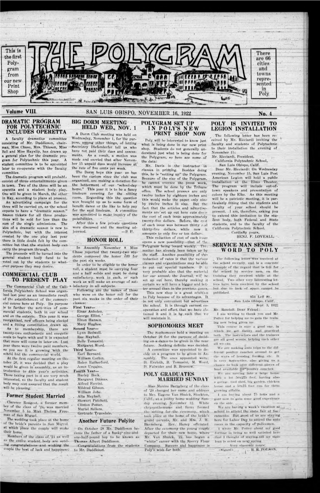The Polygram, November 16, 1922
