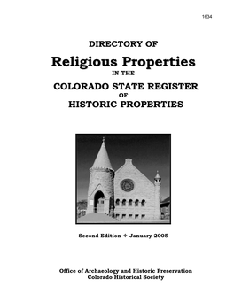 Religious Properties Religious Properties in the Documented Ethnohistorically and the Site State Register Can Be Clearly Defined