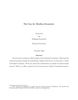 The Case for Mindless Economics†