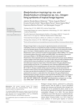 Bradyrhizobium Tropiciagri Sp. Nov. and Bradyrhizobium Embrapense Sp. Nov., Nitrogen- Fixing Symbionts of Tropical Forage Legume
