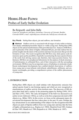 HERBIG-HARO FLOWS: Probes of Early Stellar Evolution
