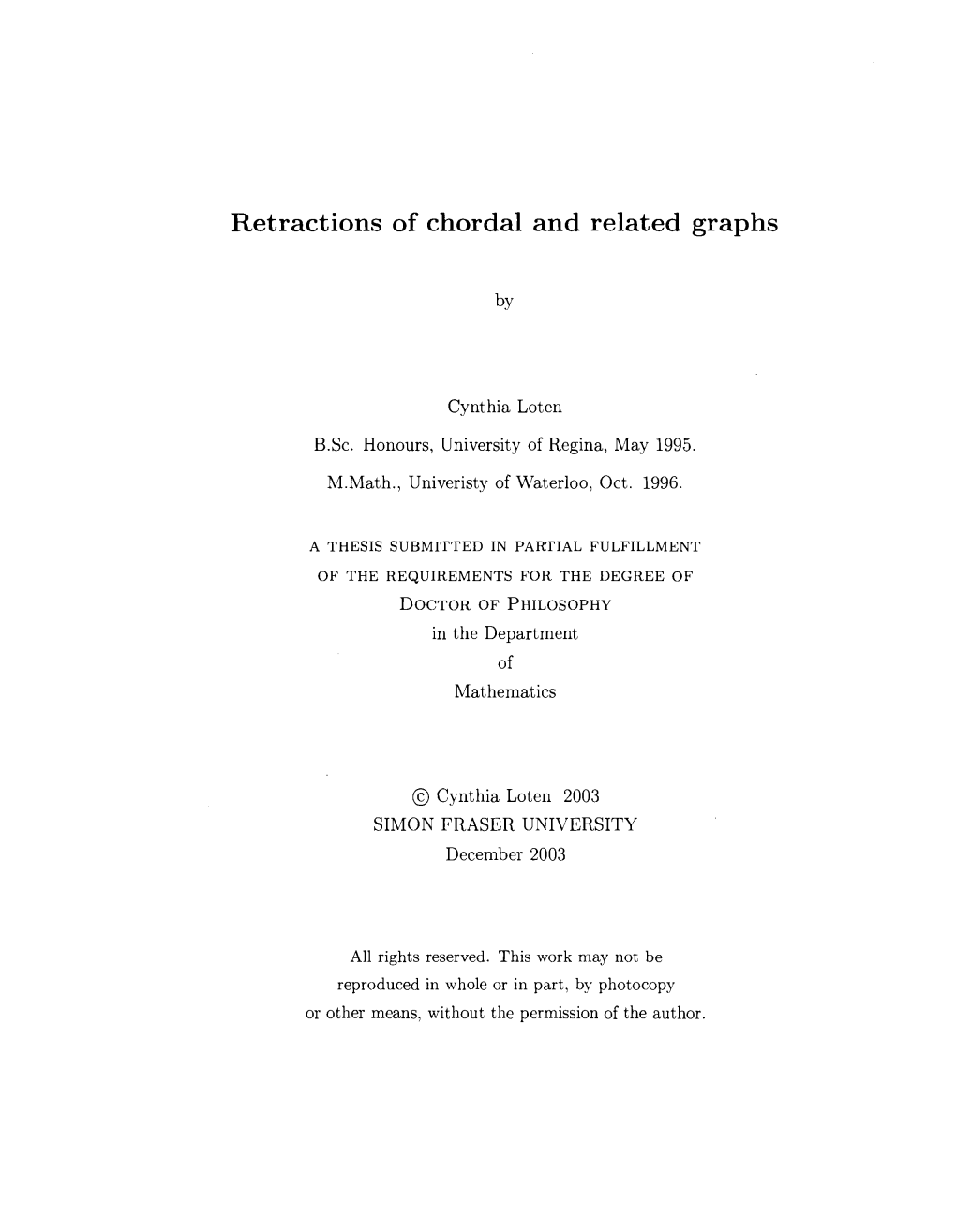 Retractions of Chordal and Related Graphs