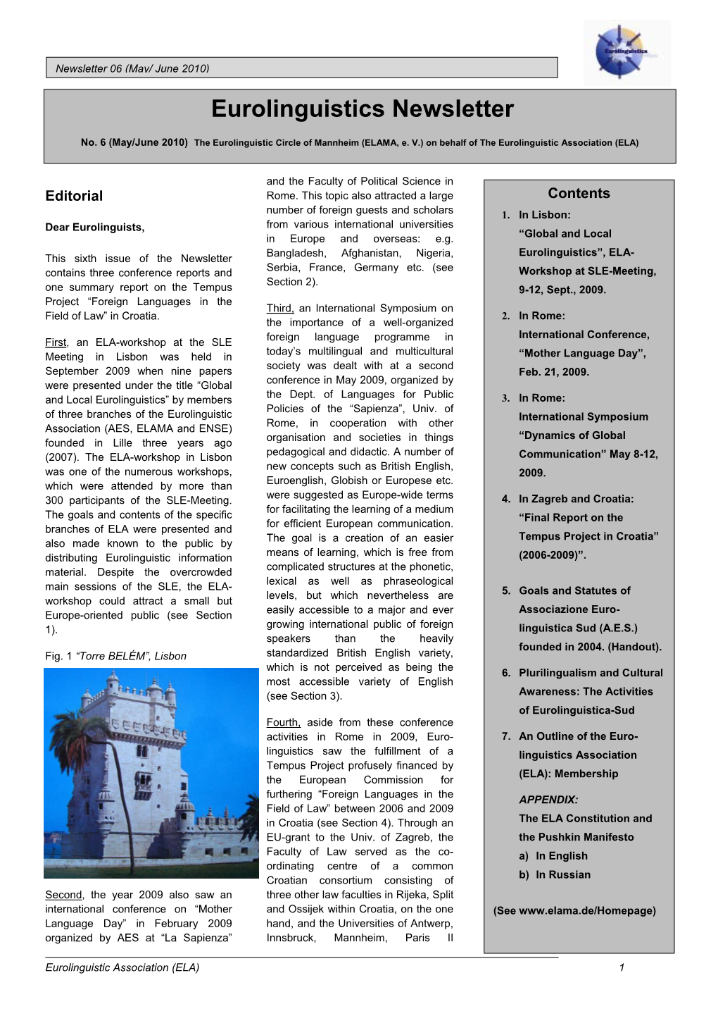 Eurolinguistics Newsletter