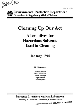 Alternatives for Hazardous Solvents Used in Cleaning