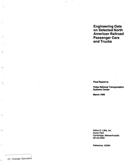 Engineering Data on Selected North American Railroad Passenger Cars and Trucks