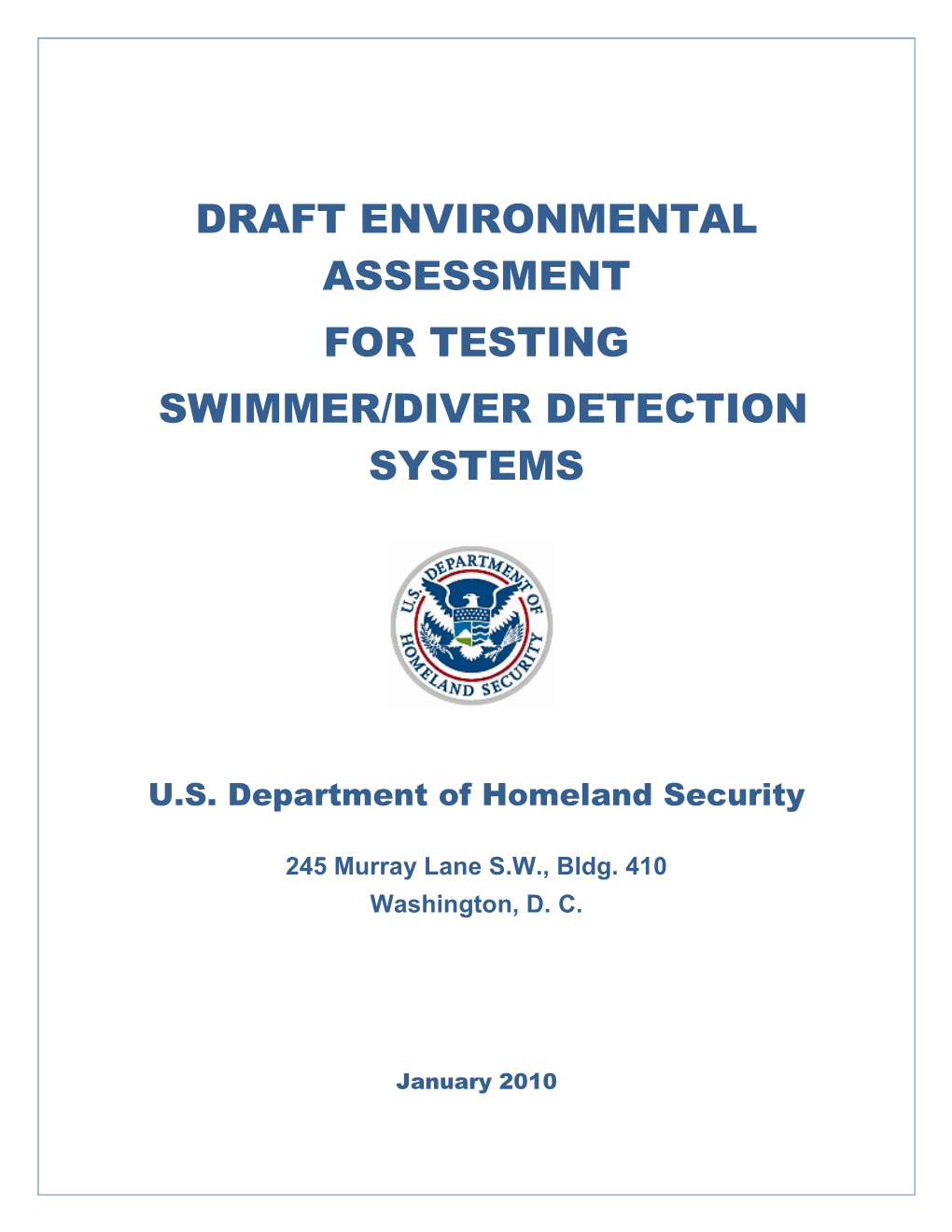 Draft Environmental Assessment, January 2010