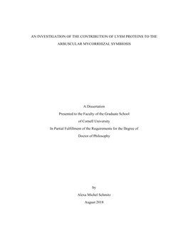 An Investigation of the Contribution of Lysm Proteins to the Arbuscular Mycorrhizal Symbiosis