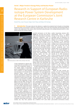 Isotope Power System Development at the European Commission's Joint