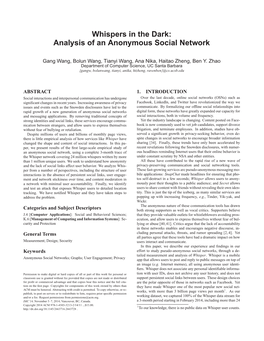Whispers in the Dark: Analysis of an Anonymous Social Network