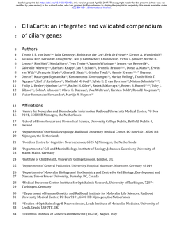 An Integrated and Validated Compendium of Ciliary Genes