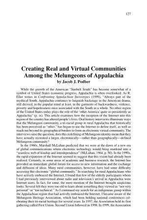 Creating Real and Virtual Communities Among the Melungeons of Appalachia by Jacob J