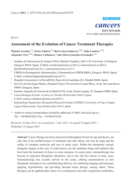 Assessment of the Evolution of Cancer Treatment Therapies