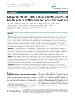Kangaroo Mother Care: a Multi-Country Analysis of Health