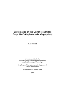 Systematics of the Onychoteuthidae Gray, 1847 (Cephalopoda: Oegopsida)