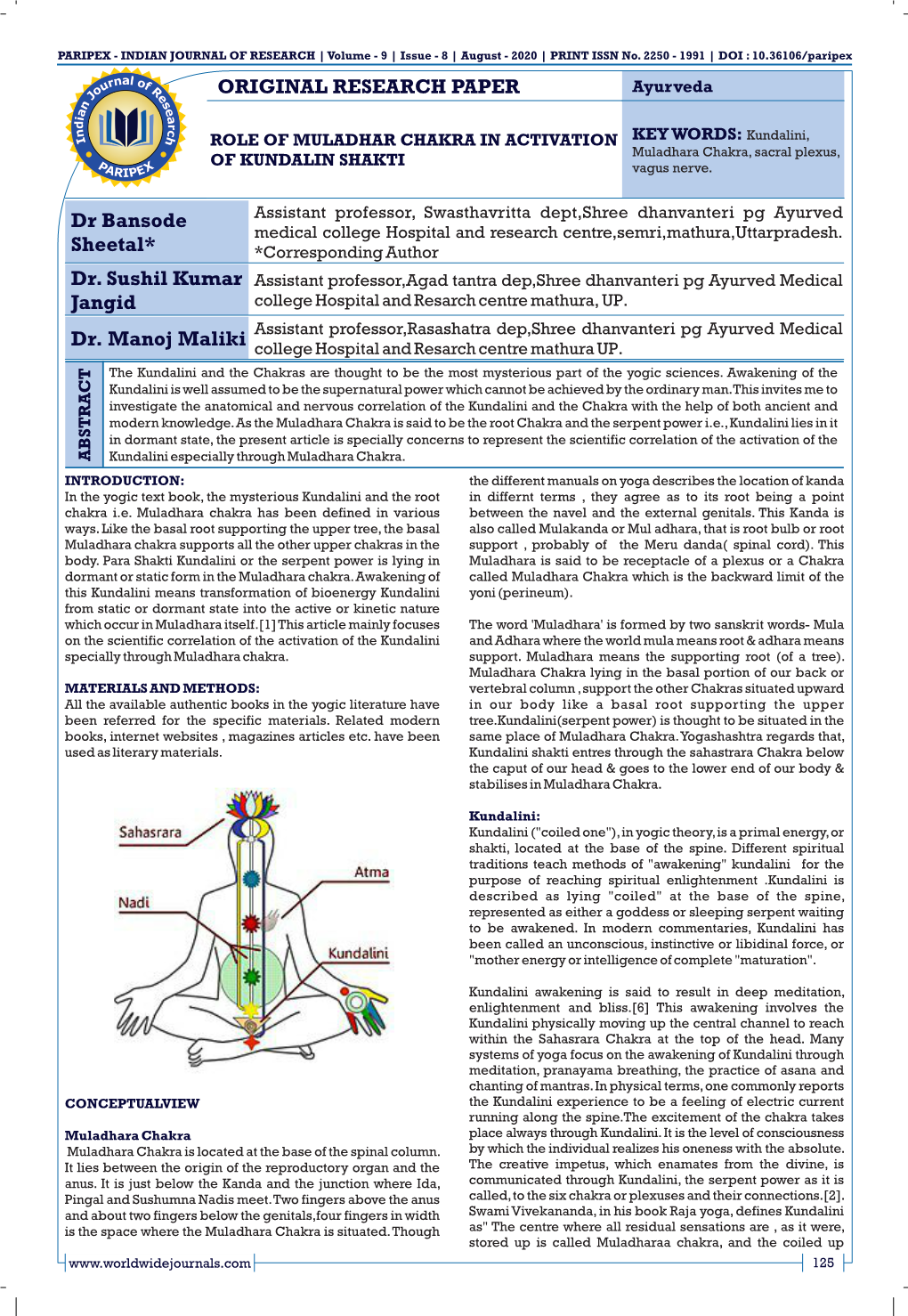 ORIGINAL RESEARCH PAPER Dr Bansode Sheetal* Dr. Sushil Kumar