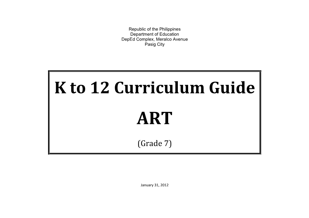 K to 12 Curriculum Guide