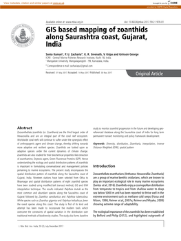 GIS Based Mapping of Zoanthids Along Saurashtra Coast, Gujarat, India