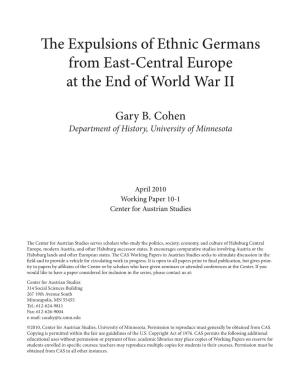 The Expulsions of Ethnic Germans from East-Central Europe at the End of World War II