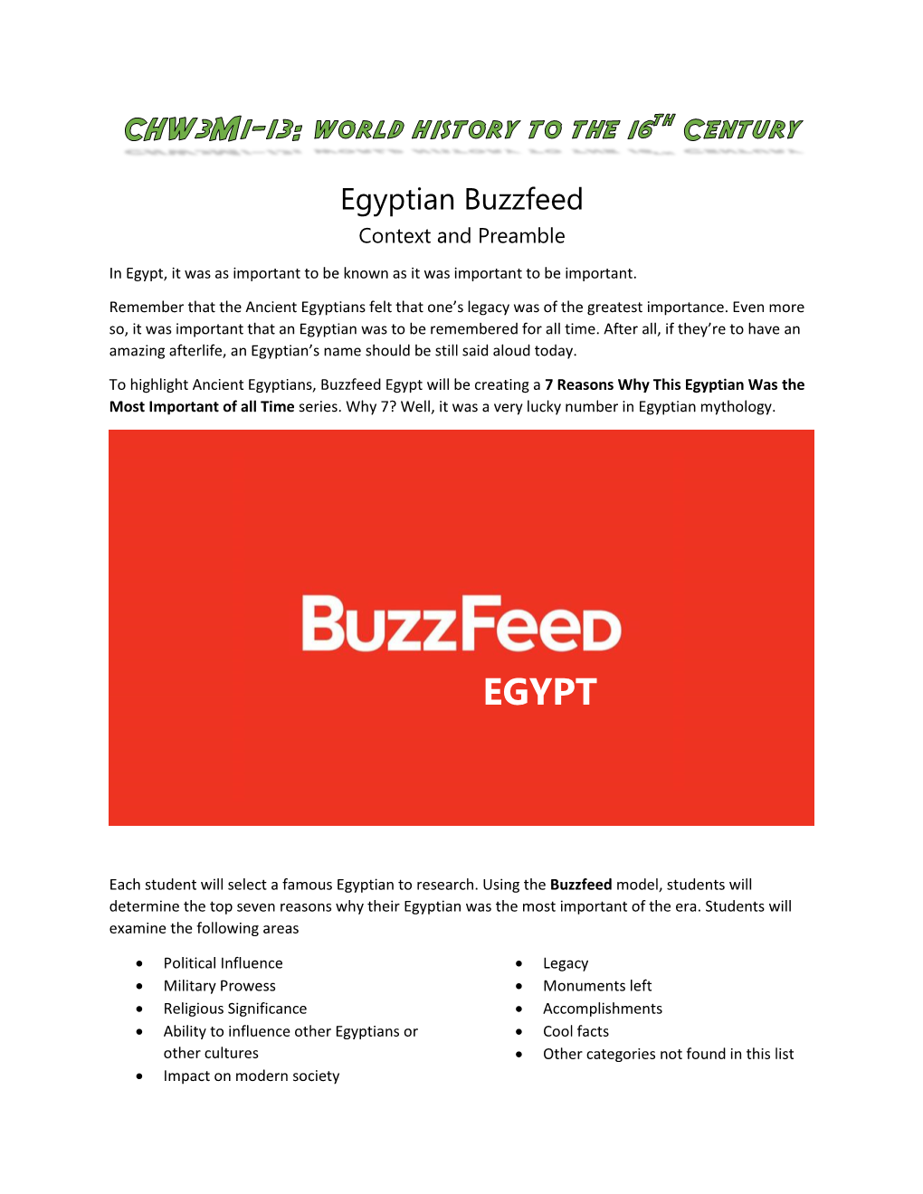 Egyptian Buzzfeed Context and Preamble