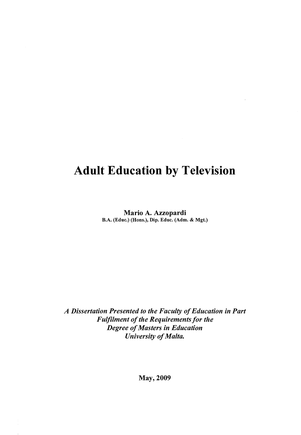 Adult Education by Television