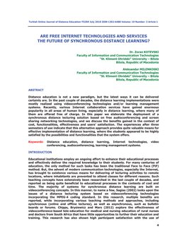 Are Free Internet Technologies and Services the Future of Synchronous Distance Learning?
