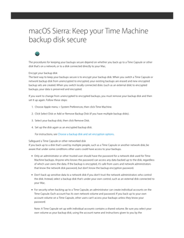 Macos Sierra: Keep Your Time Machine Backup Disk Secure
