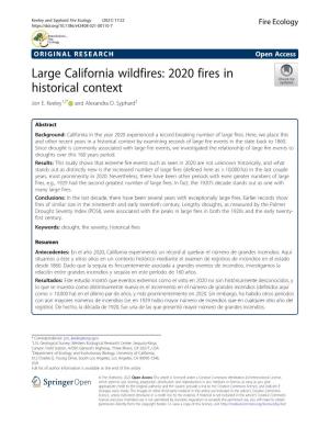 Large California Wildfires: 2020 Fires in Historical Context Jon E