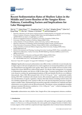 Recent Sedimentation Rates of Shallow Lakes in the Middle and Lower Reaches of the Yangtze River: Patterns, Controlling Factors and Implications for Lake Management